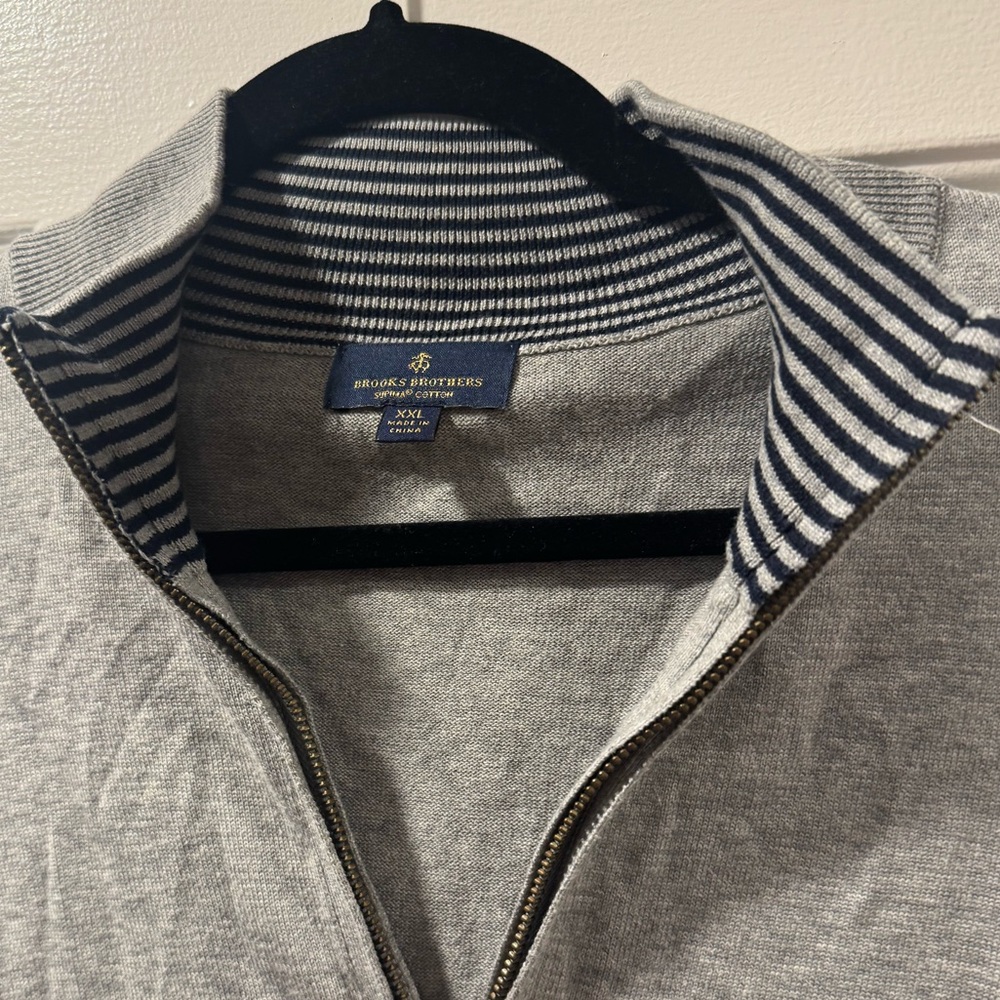 XXL Brooks Brothers Gray Half-Zip Sweater Supima Cotton - Picture 2 of 4